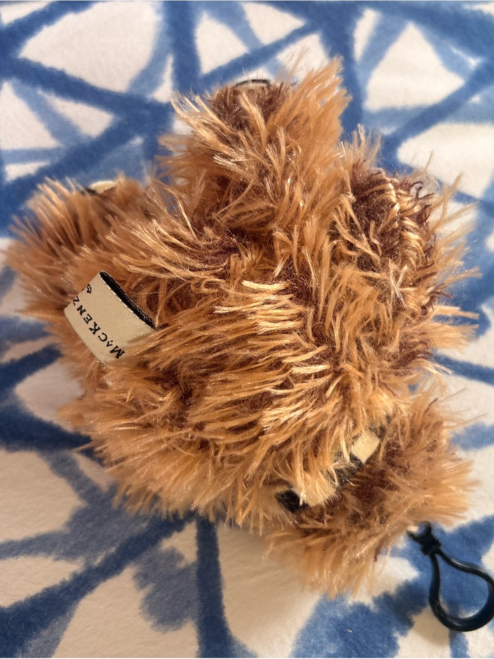 MacKenzie-Childs Brown Fuzzy Bear Keychain Plush